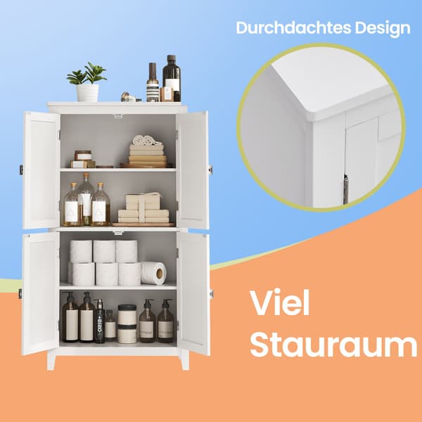 Badrumsskåp med förvaringsutrymme - MDF vit - 30 x 60 x 110 cm