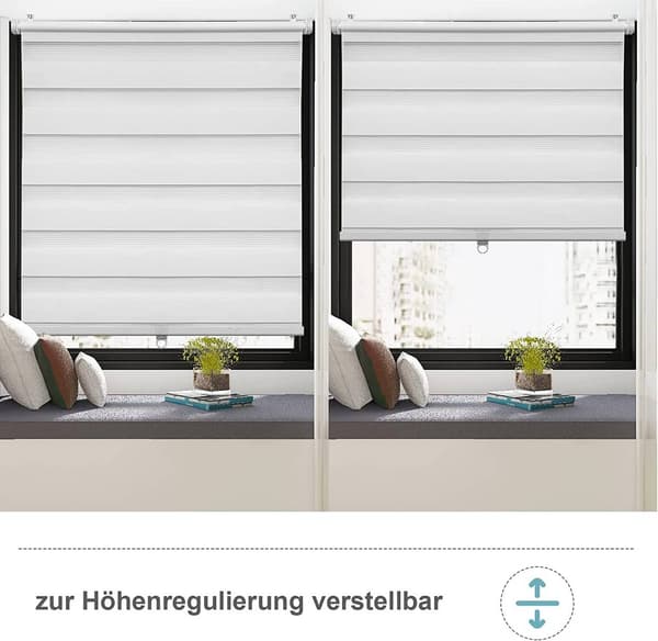 Dubbel rullgardinklämma fix utan borrning, trådlös | Vit | 80x120 cm