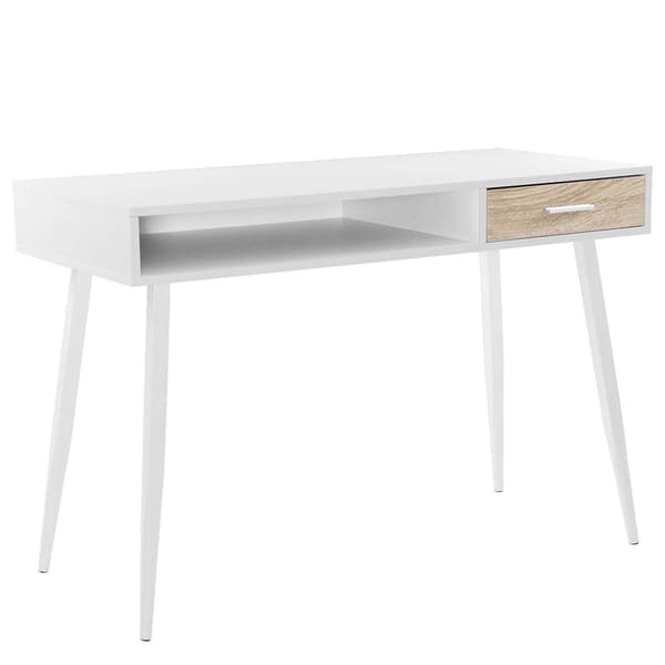 Bureau met lade en open vak | Wit | 50x110x75 cm