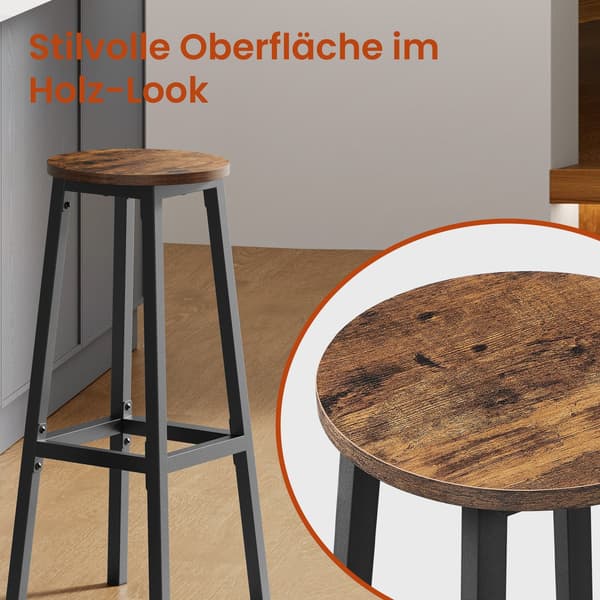 Barstolar 2-delat set | Brun-svart | 32x32x65 cm