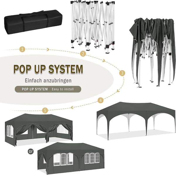 Partytält 3x6 m med 6 sidoväggar | Grå