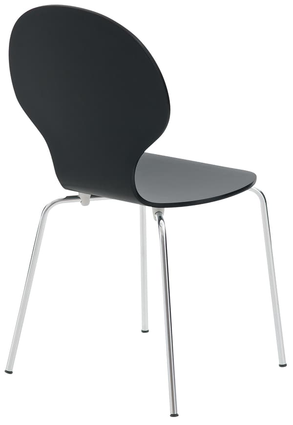 4x Ergonomic Stacking Chair - Besökstol - Space -Saving Design | Färg: Svart