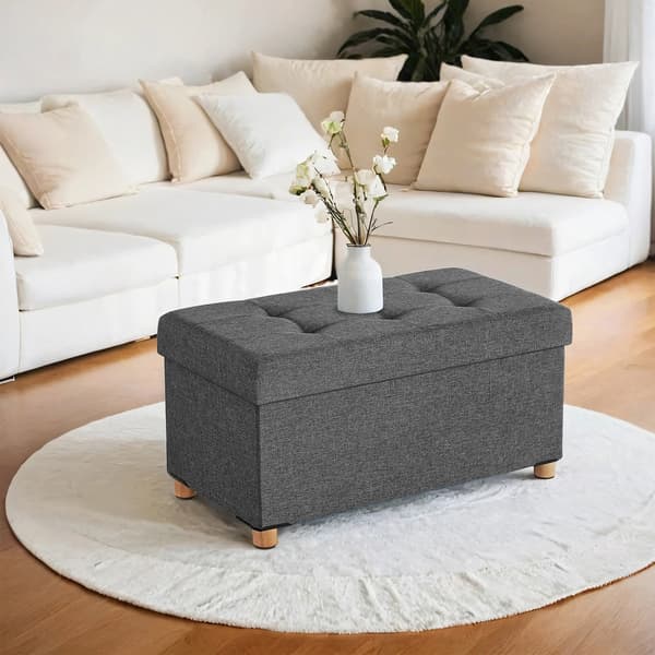 Hopfällbar soffa med förvaringsutrymme | Mörkgrå | 76x38x40 cm