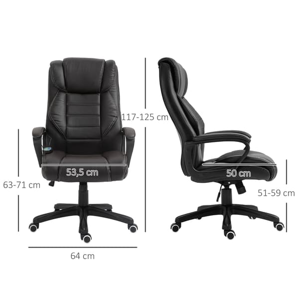 Executive stol med massagefunktion - Brun | Färg: Brun | Mått: 64x74x112-120 cm