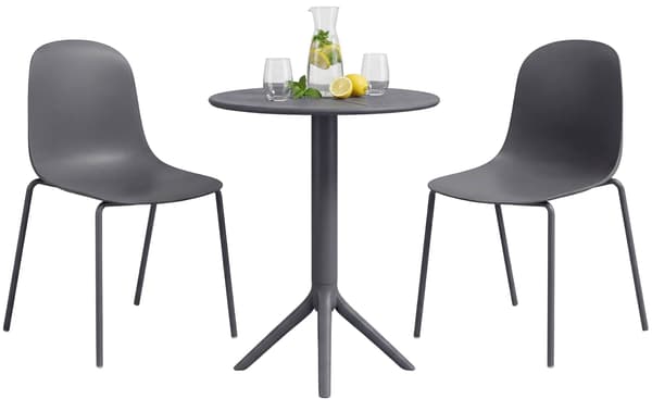 Trädgårdsmöbler set Torin med 2 stolar | Färg: mörkgrå | Mått: 162x60x85 cm