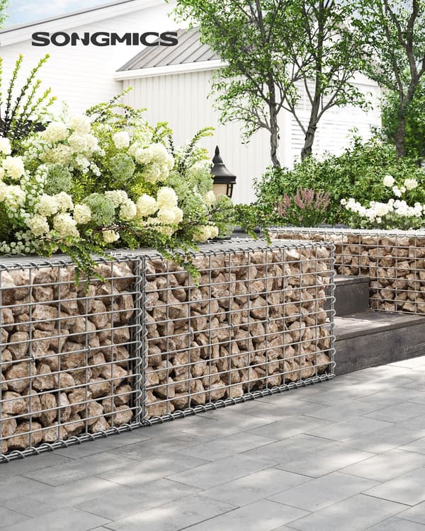 Gabion korgset – stenväggsdekoration – galvaniserat stål – 100 x 50 x 30 cm