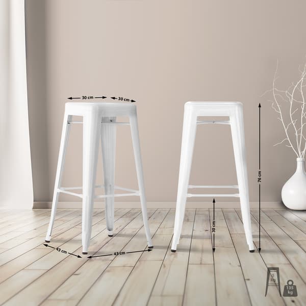 Barstol, avföring - Stapelbar design, Space -Saving - Modern Look Color: White
