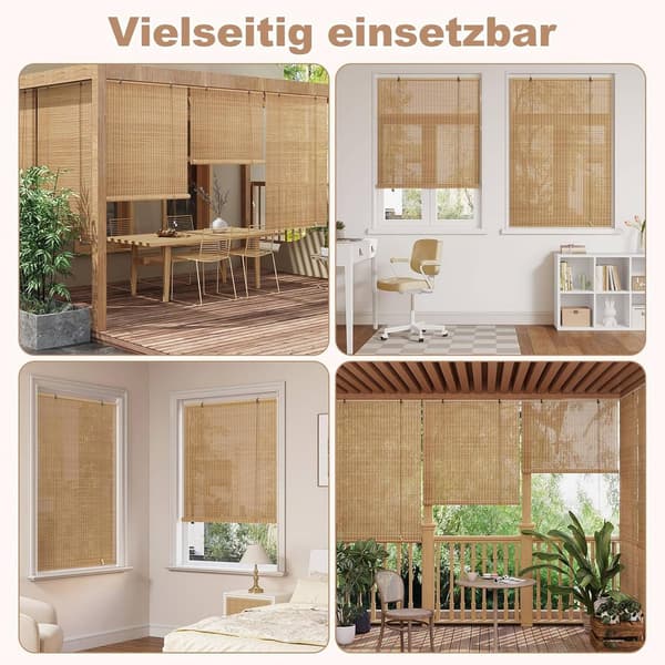 Bambu rullgardin ljusfiltrerande sidodrift | Brun | 80x220 cm