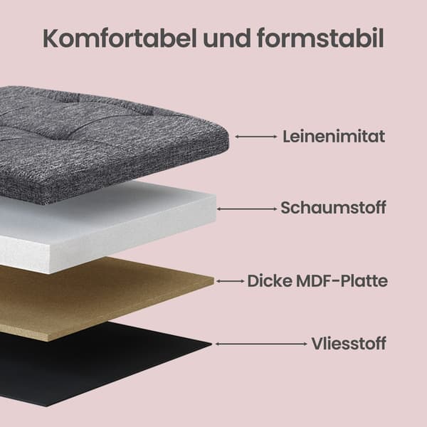 Soffa med förvaringsutrymme, fällbar sittlåda | Mörkgrå | 110x38x38 cm