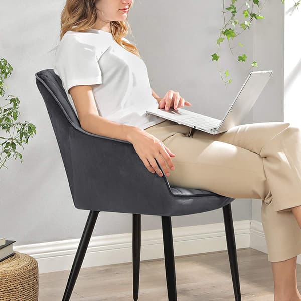 Matsalsstolar set om 2 - sammet - armstöd - grå - 62,5 x 60 x 85 cm
