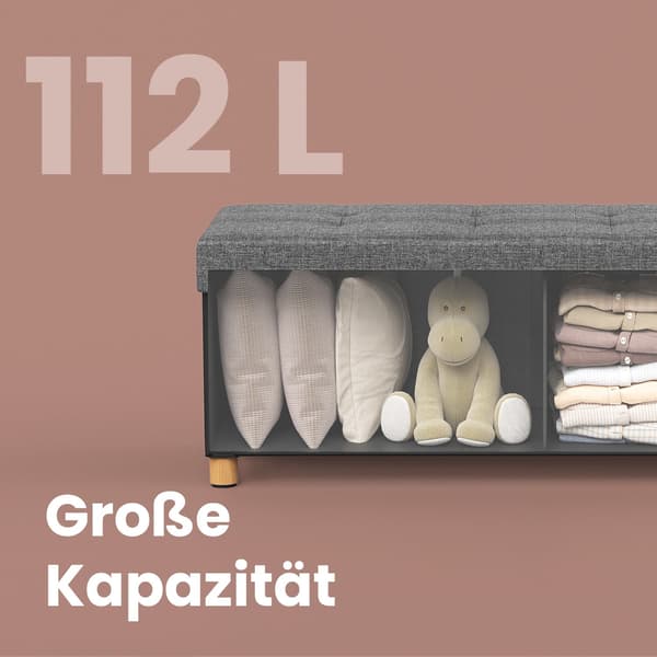 Hopfällbar soffa med förvaringsutrymme - Grå - 38 x 110 x 40 cm