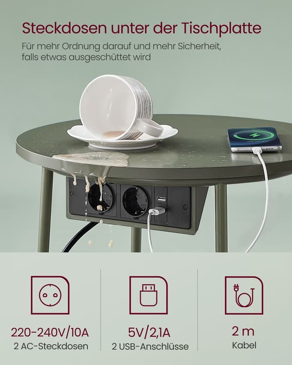 3-delat sidobordsset grön/vit spånskiva stål 45x50 cm