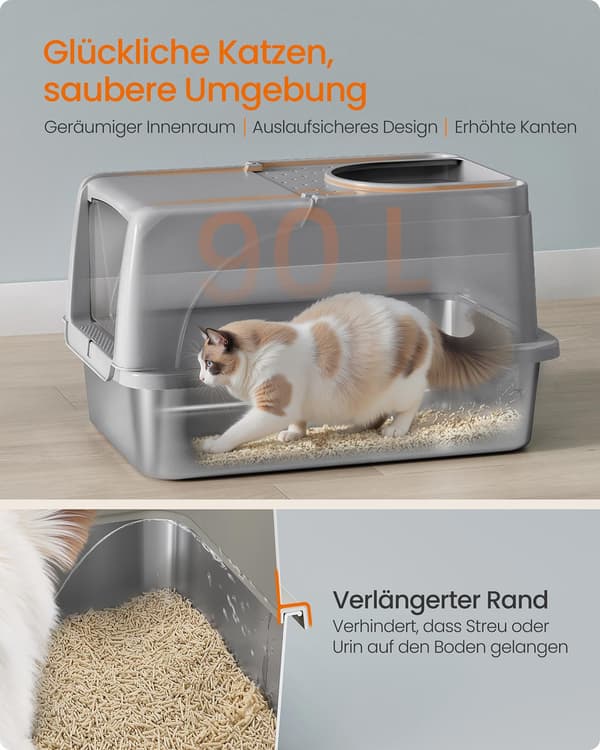 Kattsandlåda - katttoalett - kattsandsmatta - robust - 61 x 41 x 36,5 cm