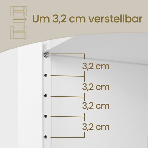 Badrumsskåp med justerbara hyllplan | Vit | 60x30x170 cm
