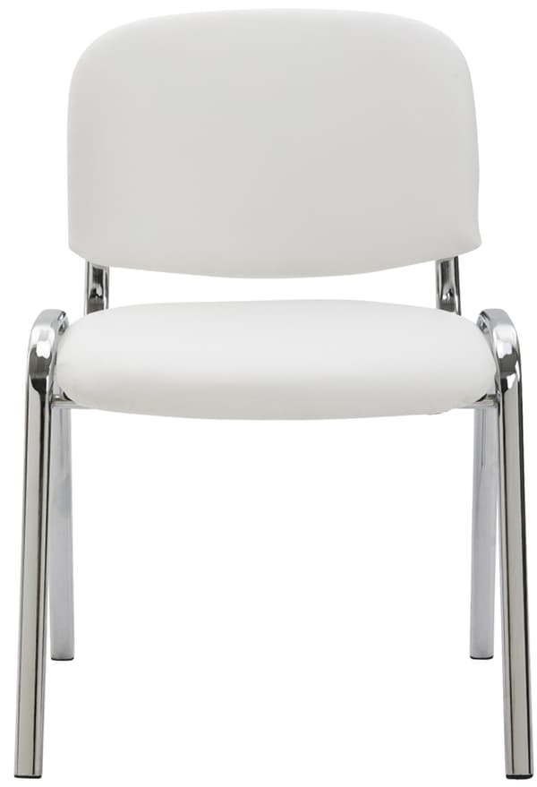 Stackstol - Konferensstol - Artificial Leather & Stable Metal - Space -sparande stapelbar | Färg: Vit