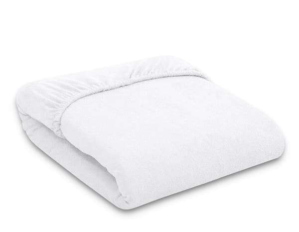 Monterad ark Terryduk 140x70 cm - Babysängskydd - mjuk & elastisk, perfekt passform, vit