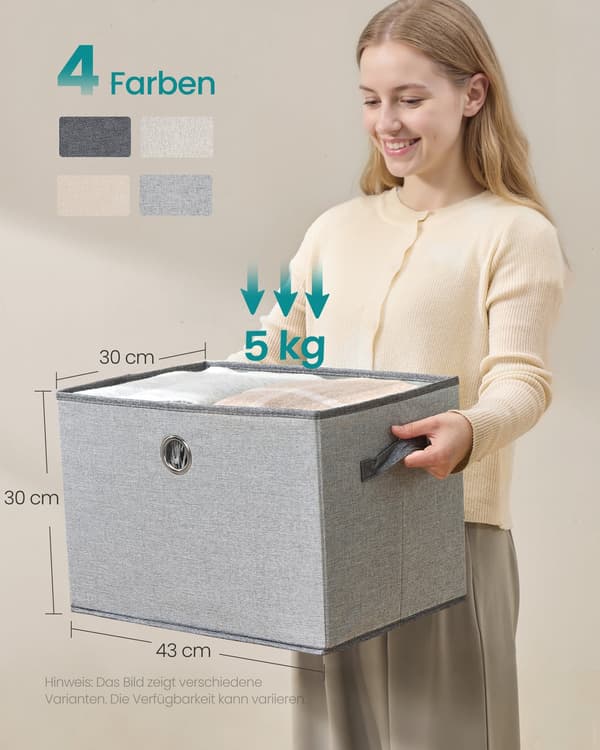 Förvaringsboxar med lock 3-delat set | Duva grå | 43x30x30 cm