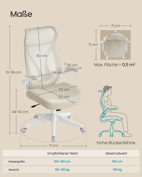 Ergonomisk kontorsstol – ryggstöd & armstöd – brun