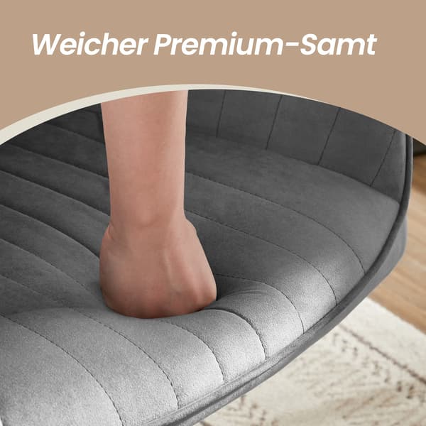 Grå kontorsstol - ergonomisk - vridbar - sammet - 64 x 62 x 80-90 cm