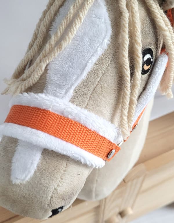 Justerbar Halster - Horse Hall - Extra komfortpälsfoder, orange/vit, storlek A3