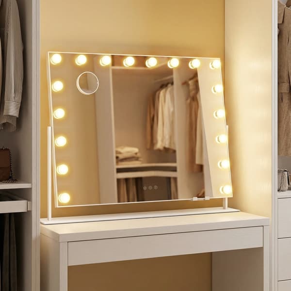 Sminkspegel med LED-belysning, touchfunktion | Vit | 90x12x65 cm