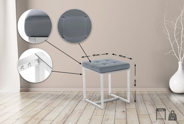 Seat Cube, Zitpoef - Versatile & Comant - Rostless Steel Base | Färg: Grå