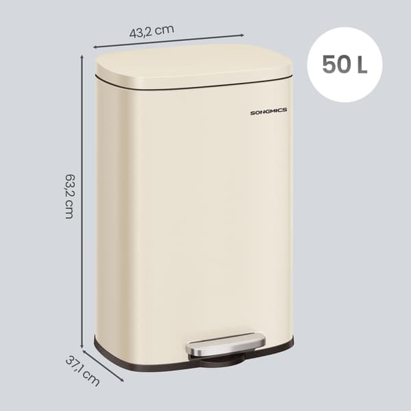 Kökssoptunna 50 liter | Beige | 37,1x43,2x63,2 cm