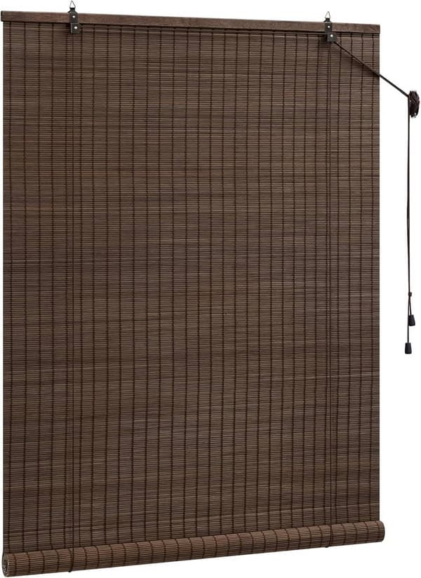 Bambu rullgardin med sidokontrollljusfiltrering | Mörkbrun | 80x220 cm