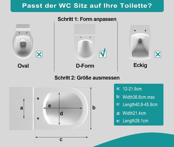D-formad toalettsits med soft close och quick release | Vit
