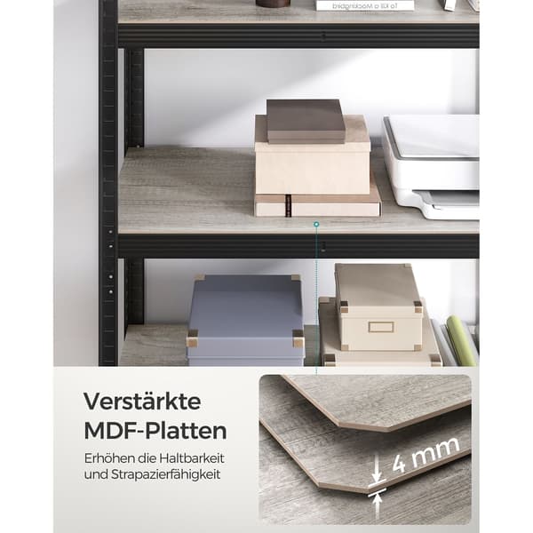 Justerbart förvaringsställ - stål- och MDF-ställ - 50x100x200 cm - greige svart