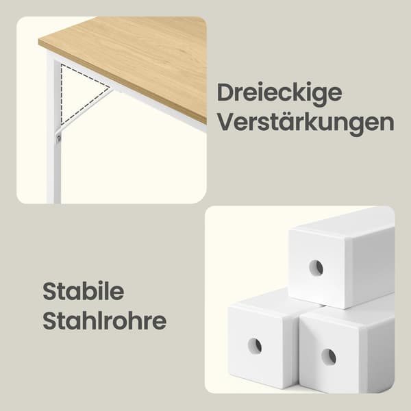 Träskrivbord 80 x 50 x 76 cm för dator | Naturvit | 80x50x76 cm