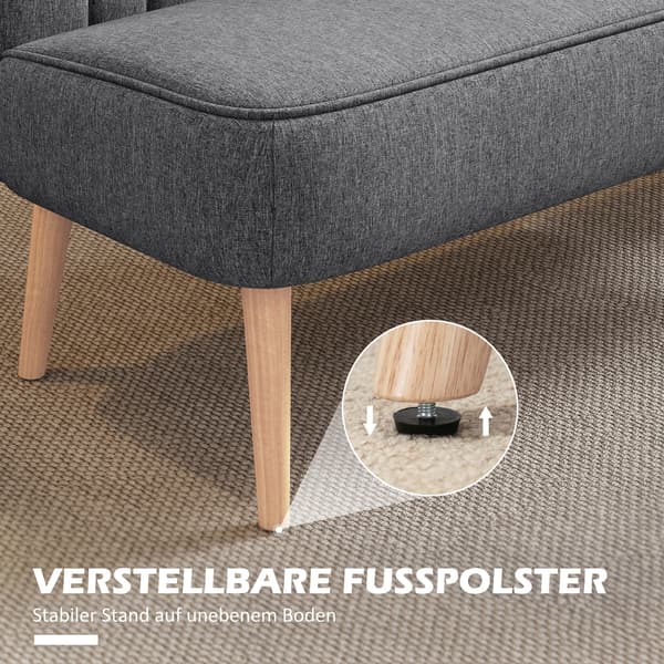 2-sits soffa grå, linnelook, 117 cm | Färg: Grå | Mått: 117x56,5x77 cm