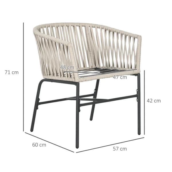 Set med 2 trädgårdsstolar - Boho solstolar | Färg: Grå+Beige | Mått: 57x60x71 cm