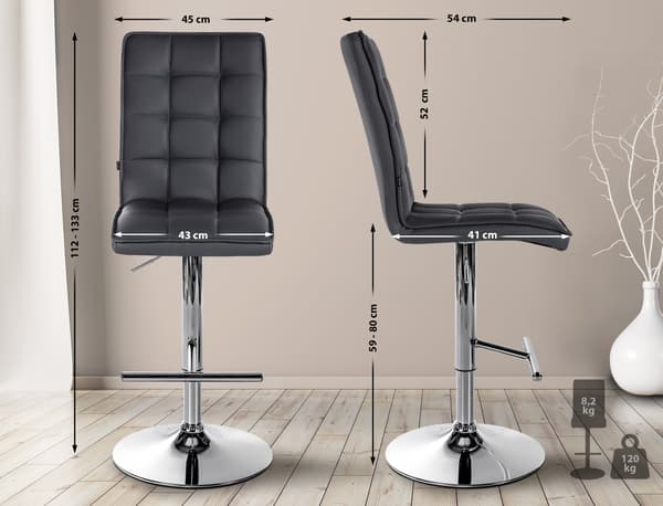 Art Learning Bar Pall Black - Justerbar avföring - 360 ° Roterande och elegant design