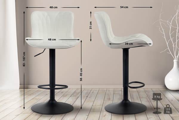 Barstol - barnstol - bekväm, justerbar, roterbar - modern design