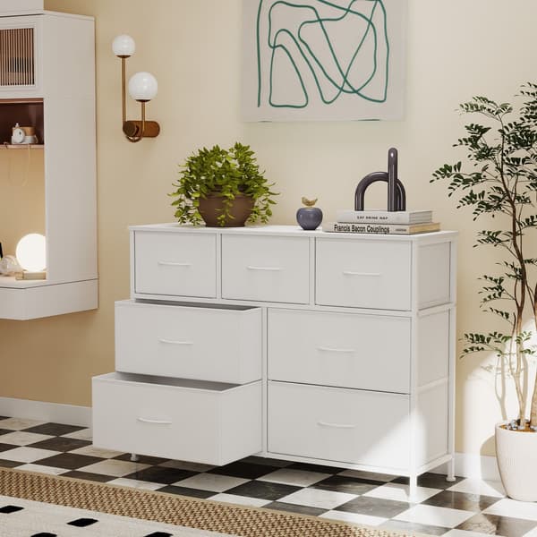 Byrå med 7 tyglådor | Vit | 98,8x30x73,7 cm