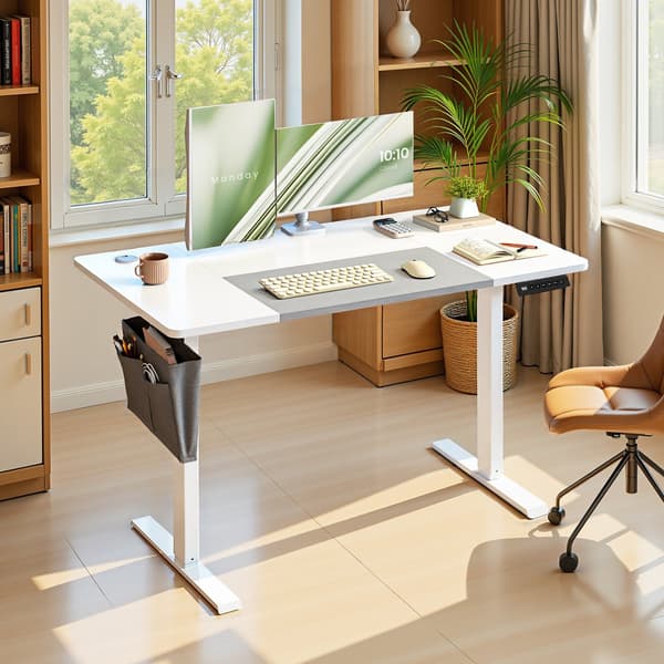 Höjdjusterbart ståbord med minnesfunktion | Vit-Grå | 120x60x72-120 cm