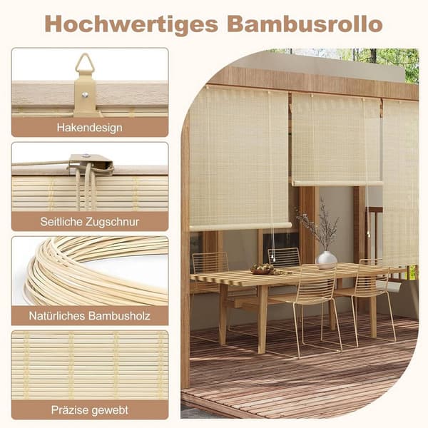 Bambu rullgardin med sidomanövrering | Naturen | 80x160 cm