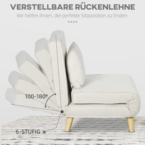 Hopfällbar sovstol med sovfunktion | Färg: Vit | Mått: 72x78x79 cm