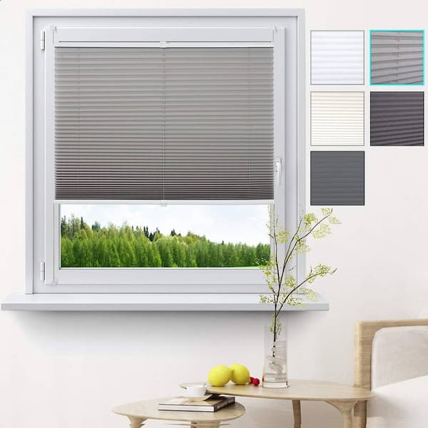 Plisségardin utan borrning Easyfix grå | 60x220 cm