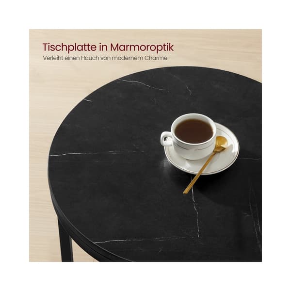 Sidobord 2 plan vit marmorlook | Marmor svart-bläck svart | 45x45x55 cm