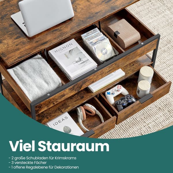 Höjdjusterbart soffbord - platsbesparande - 50 x 100 x 48-63 cm