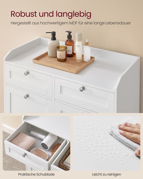 Badrumsskåp med tvättkorgar - förvaringsskåp - MDF - polyester - 40 x 78,9 x 80,2 cm