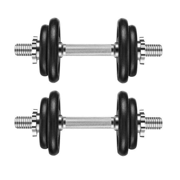 Ställbart hantelset 2 x 10 kg av gjutjärn | Svart