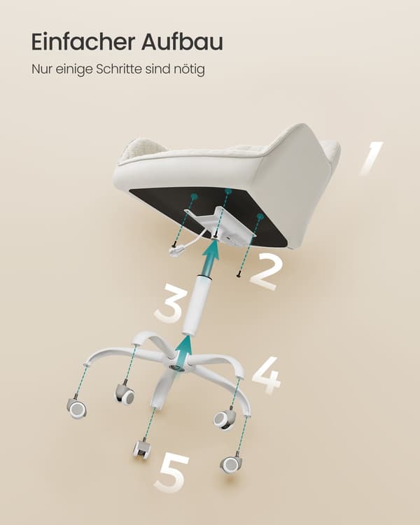 Ergonomisk kontorsstol - sherpa, konstläder - stålram - cappuccina beige/ullvit