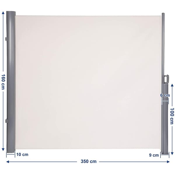 Sidomarkis, insynsskydd, utdragbar, aluminium/polyester, taupe/beige/grå