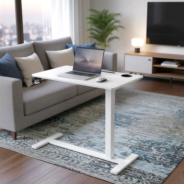 Ställbart ståbord med hjul | Vit | 80x45x65-102 cm