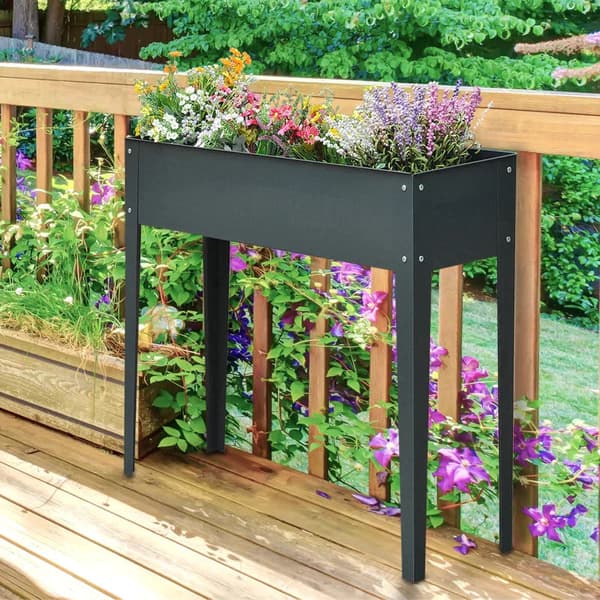 Upphöjd plantering - Metall plantering | Färg: Mörkgrå | Mått: 30x100x80 cm