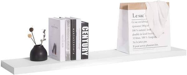 Vägghylla CD DVD-böcker Vit | 120x22,9x3,8 cm
