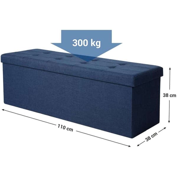 Stor blå ottoman med förvaringsutrymme - bänk - 120 l
